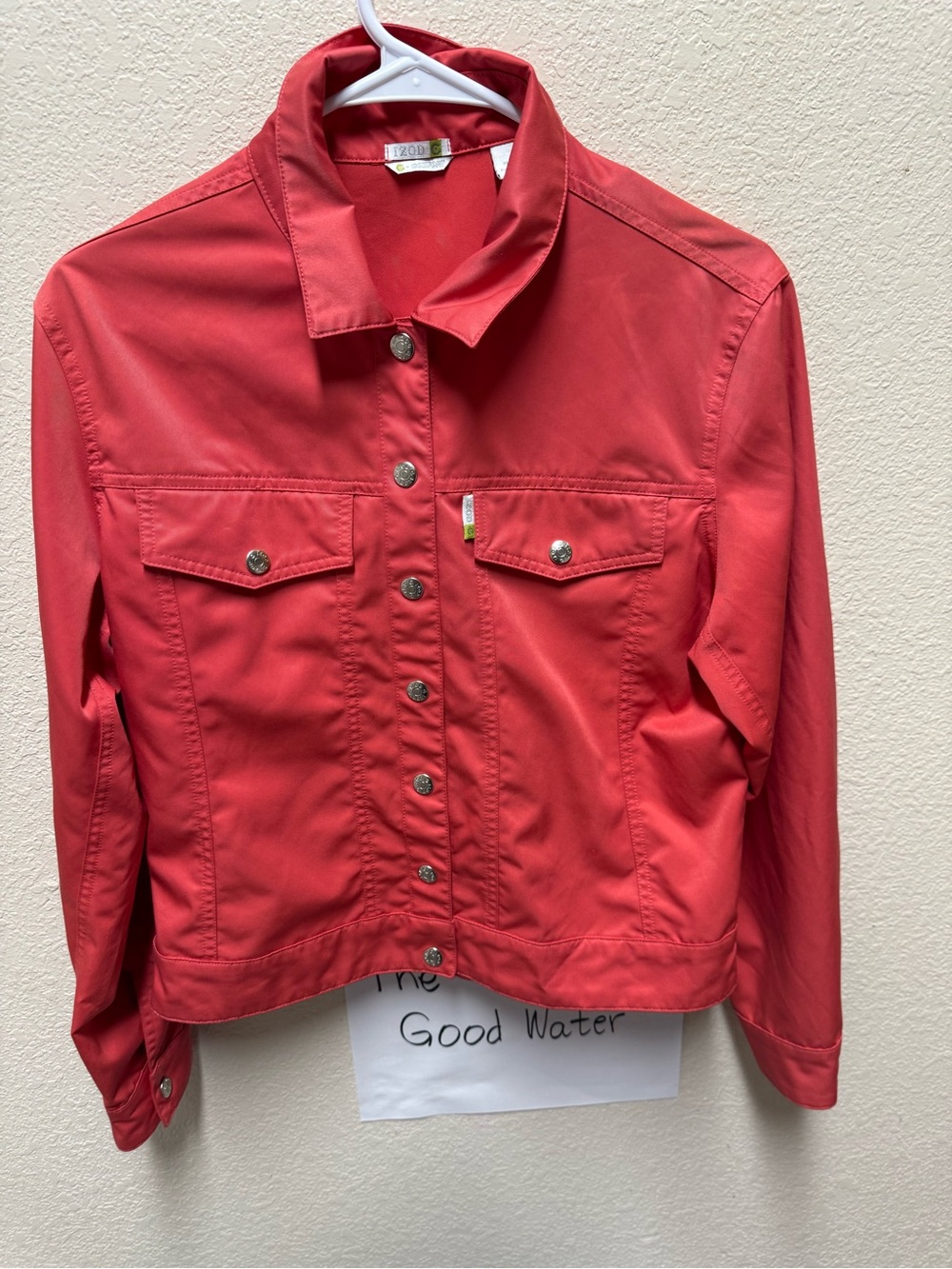 Women Izod Red Snap-front  Classic Tracker Silhouette  Front Pockets  Size  M